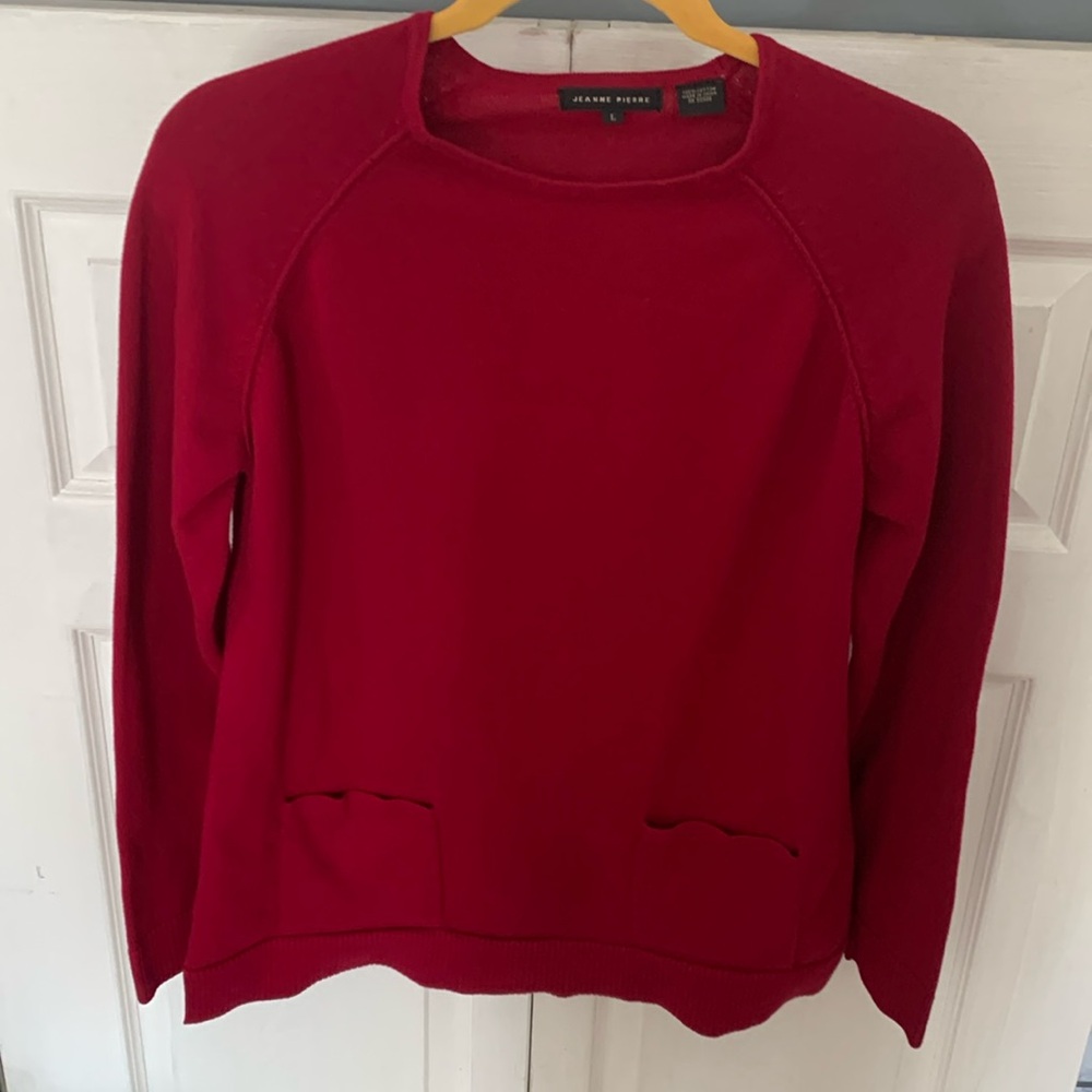 Jeanne Pierre red sweater. Size L